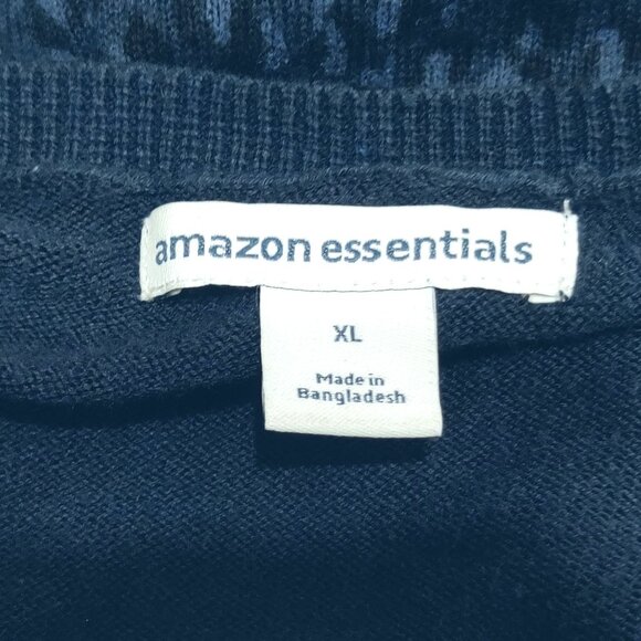 Amazon Essentials XL Navy Blue Leopard Print Sweater V Neck Long Sleeve Pullover - Picture 6 of 12